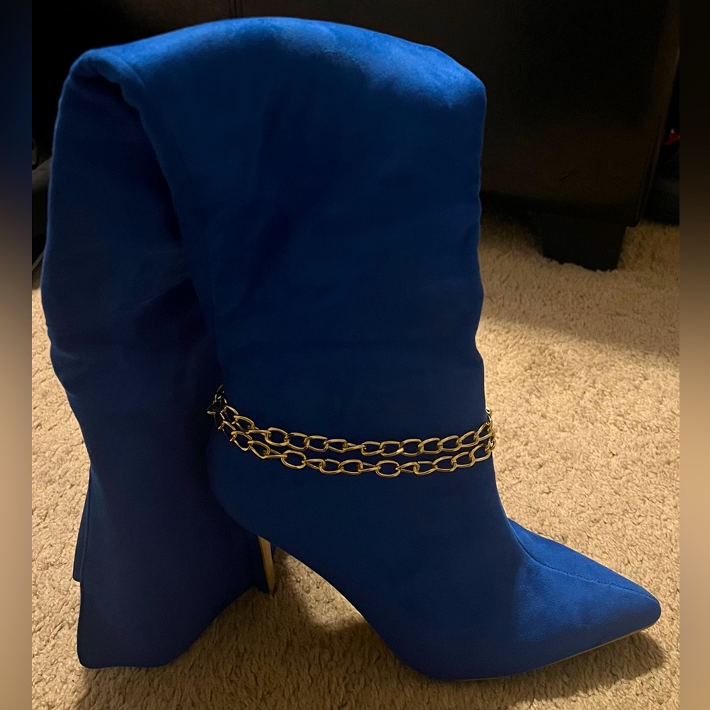 8.5 Danger Royal Blue Suede Thigh Boots (Like New only worn 1x)